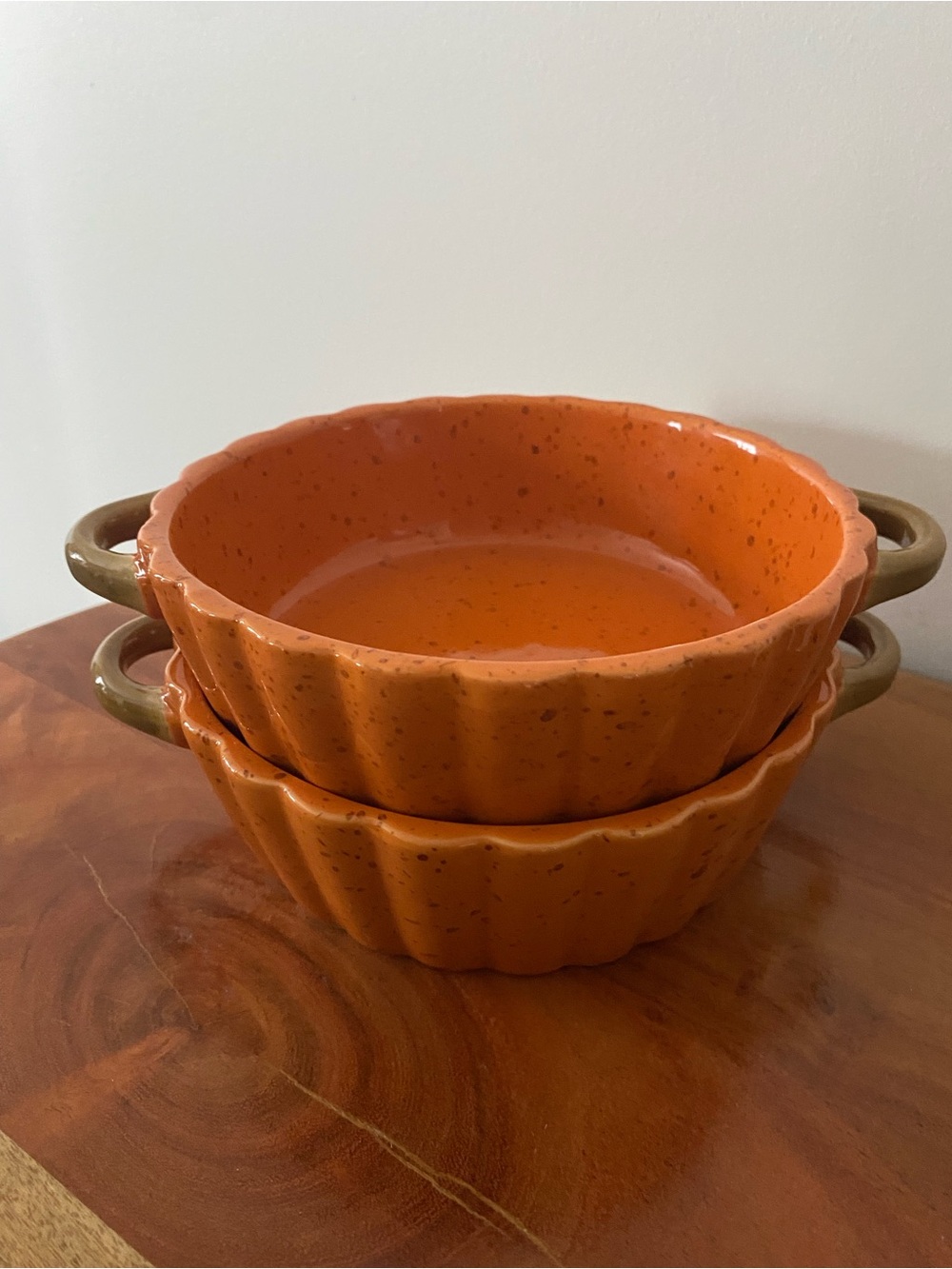 Orange Dish with Handles - Set of 2